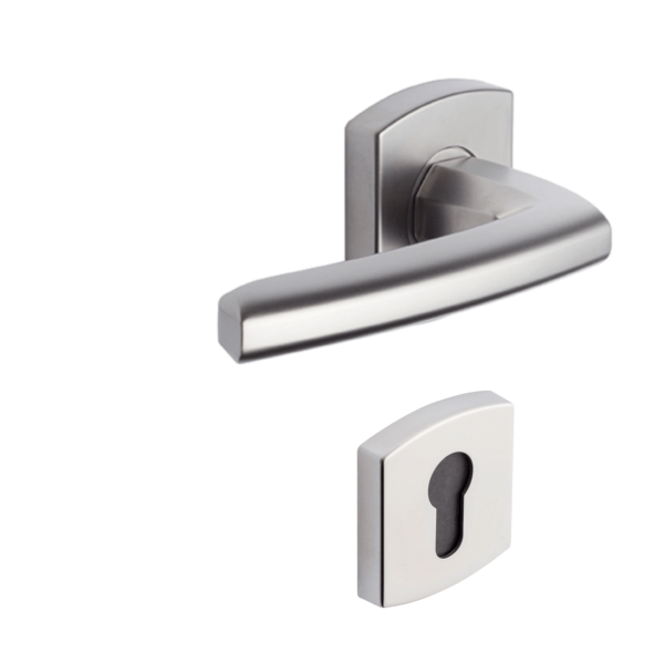 Poignée de porte design Scult Chromé Velours Vachette Assa Abloy - Clé I