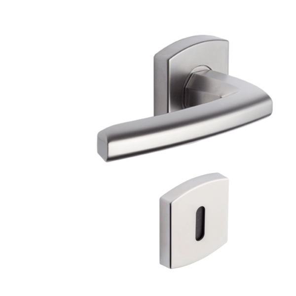 Poignée de porte design Scult Chromé Velours Vachette Assa Abloy - Clé L